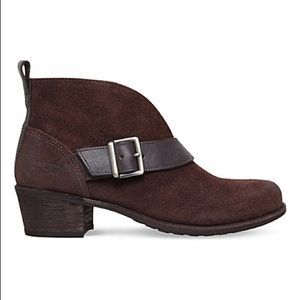 Ugg Wright Belted Suede Ankle Boots Dark Brown